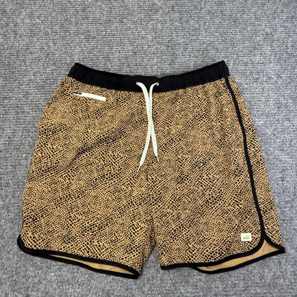 Vuori Shorts Mens XL Brown Animal Print 7 In Inseam Athletic Running Gym V330
